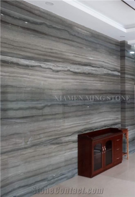 Silver Serpeggiante Blue Limestone Polished Slabs Tile,Straight Cutting Panel for Interior Wall Cladding,Lobby Floor Covering Pattern