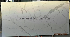 Bianca Calacatta Zebrino Vogue Marble Quartz Stone Flooring Tiles,White Carrara Marble Look Artificial Stone Wall Cladding,White Jade Engineered Stone