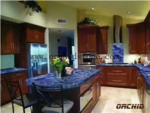 Blue Sodalite Granite for Kitchen Countertops,Dinning Table Tops, Blue Stone for Interior Decoration,Royal Azul Granite Bartop