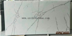 Calacatta Manhattan Marble Look Artificial Stone,Bianca Carrara Quartz Stone Bookmatch Wall Cladding Tiles,White Jade Engineered Stone,Flooring,Paver