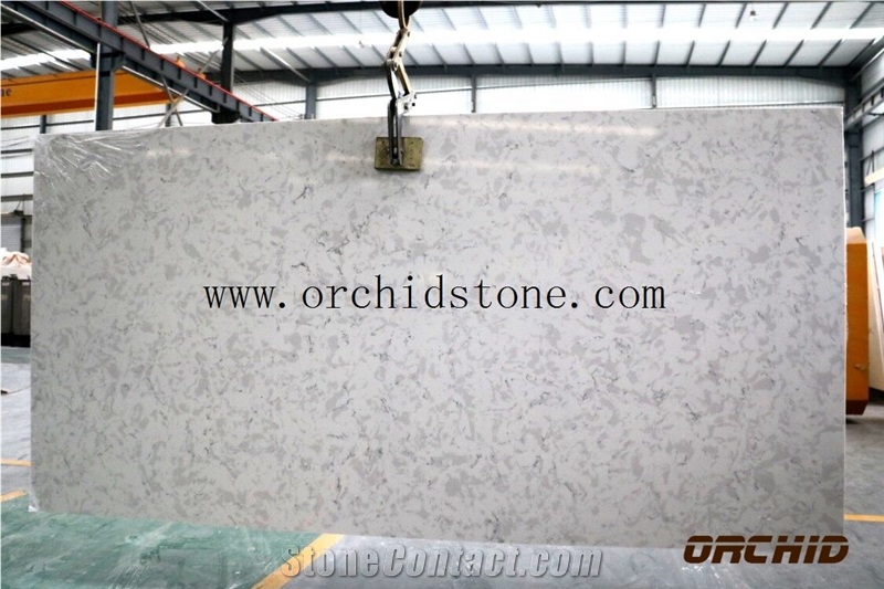 Monroe Grey Quartz Stone Slabs,2cm Rose White Solid Surface Slabs,Marble Look Engineered Stone Wall Cladding Tiles