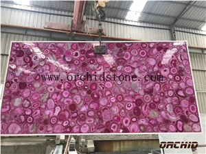 Pink Agate Semiprecious Stone, Rose Quartz Agate,Translucent Gemstone Panel Slabs for Wall Cladding,Flooring Covering Tiles,Baclit Table Tops,Worktop