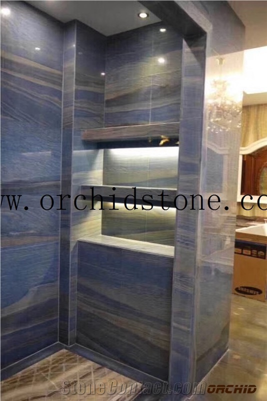 Polished Luxury Azul Imperial Quartzite Wall Cladding,Bathtub Surrounding Tiles,Flooring Tiles,Step Tiles,Polished Blue Skype Quartzite Flooring Paver