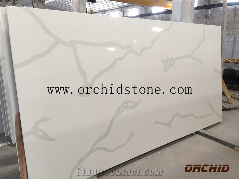 Quality a Calacatta White Quartz Stone Artificial Stone Slabs,Bianca Marble Look Quartz Surface,Engineer Stone Wall Cladding Tiles