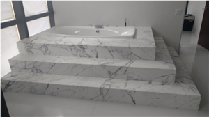Bath Surround and Fireplace with Calacatta Vagli Marble