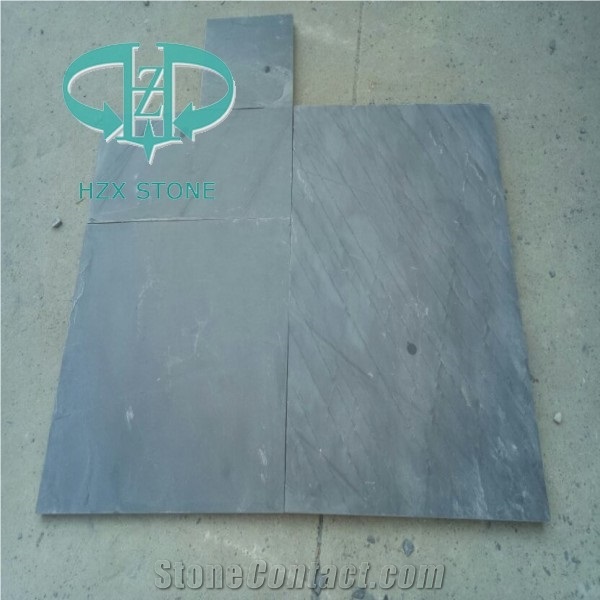 China Black Slate Random Flagstone Tiles, Natural Slate for Floor and Wall , Black Slate on Mesh , Flagstone Flooring Paving Covering
