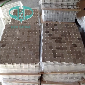 Marble Mosaic Tile 15*15*8, Marble Mosaic Tile 15*15*4, Wave Grey Marble Mosaic Tile, Grey Marble Mosaic Tile, Polished Surface, Garden Marble Mosaic