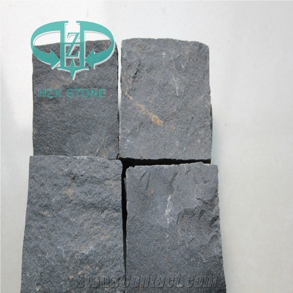 Natural Split Zhangpu Black Grey Granite Paving Stone Chinese Black Cube Stone/Walkways/Driveway
