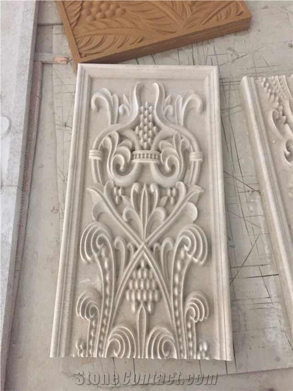 3d Carved Wall Panel Marble Cream Color Wall Tile