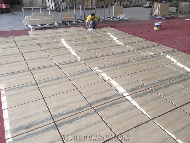 Blue Vein Travertine Flooring Tile Ocean Blue Travertine Tile 24*24 for Floor Covering