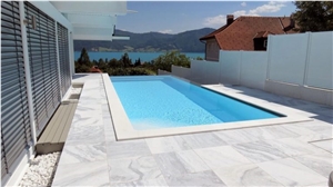 China Cloudy White Marble Swimming Pool Paver, Floor Covering Tile