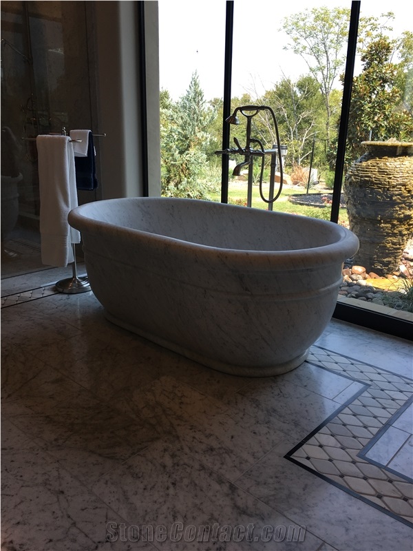 High Quality Carrara White Marble Freestanding Bathtub for Hotel Decoration