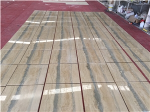 Italian Travertine Floor Tile 24*24 Ocean Blue Travertine Tile Vein Cut for Stone Flooring