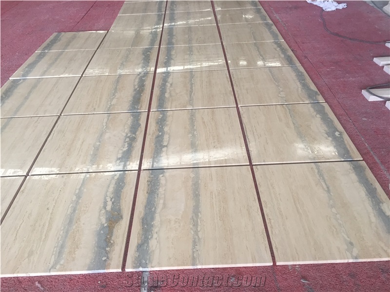 Italian Travertine Floor Tile 24*24 Ocean Blue Travertine Tile Vein Cut for Stone Flooring