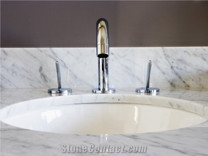 Luxury White Calacatta Marble Material Custom Design Bathroom Vanity Top