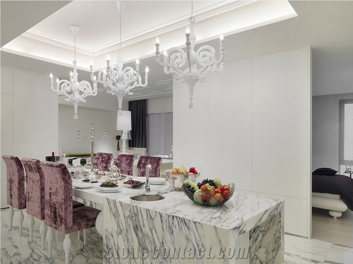 Luxury White Calacatta Marble Material Custom Design Bathroom Vanity Top