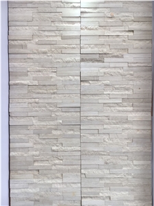Marble Feature Wall Honed & Split Finished White Wood Stacked Stone Veneer for Exposed Wall