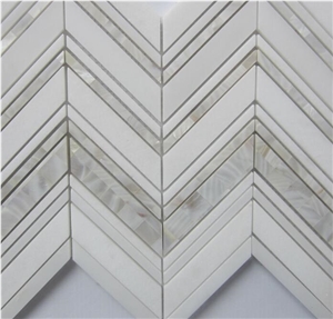Mother Of Pearl and Marble Mosaic.Mop Polished Mosaic for Interior Decoration,Pearl Shell Irregular Mosaic Design