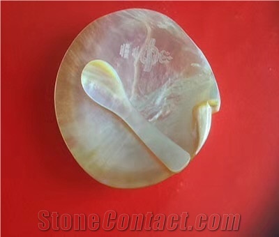 Mother Of Pearl Spoon and Bowl Art Design.Thin Mop Art Works for Interior Decoration