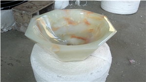 Natural Stone Light Green Onyx Octagon Hand Wash Basin Stone Sink for Sale