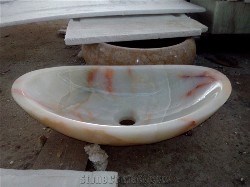 Natural Stone Red Onyx Hand Wash Basin Outdoor Stone Sink for Sale