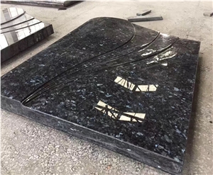Natural Stone Western Style Carved Shanxi Black Granite Headstone for Monument