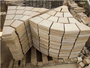 Natural Stone Yellow Sandstone Cubic Stone, Stone Pattern for Floor Covering