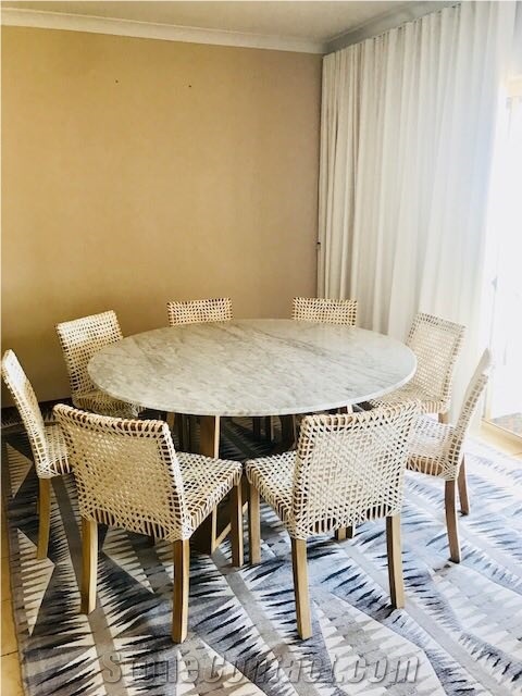 Polished Carrara White Marble, Natural Stone for Round Table, Dinning Table