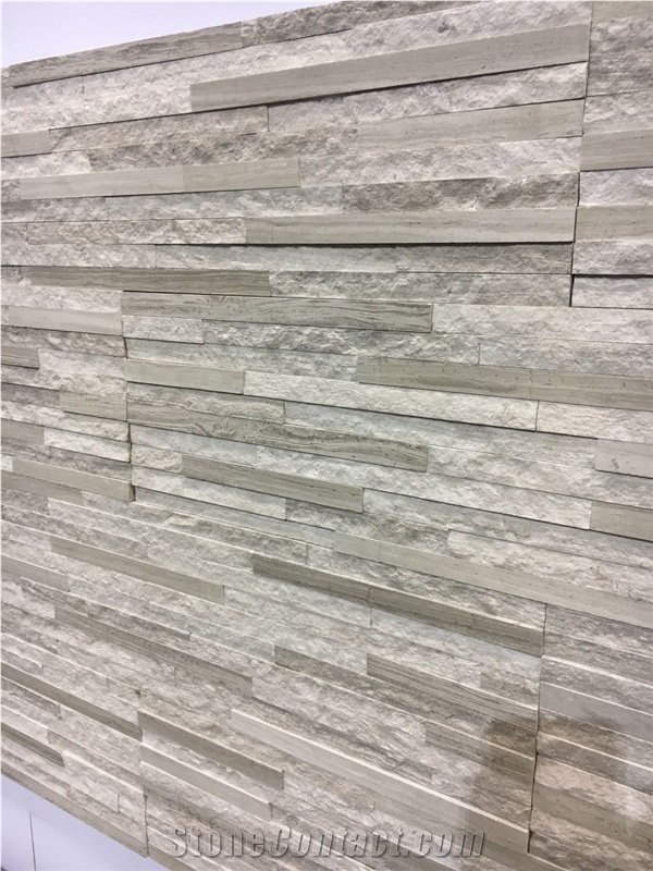 Split Marble Ledge Stone White Wood Split Face Culture Stone for Feature Wall