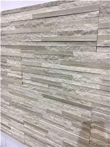 Split Marble Ledge Stone White Wood Split Face Culture Stone for Feature Wall