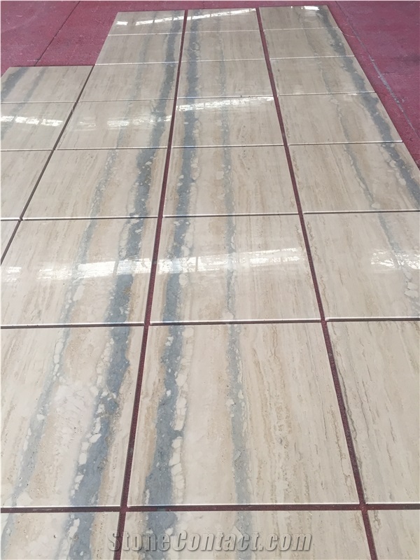 Vein Cut Blue Travertine Tile for Floor