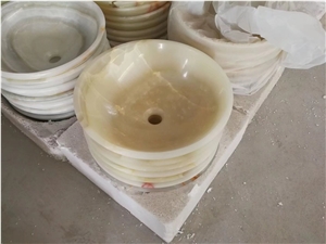 White Onyx Wash Bowls Iran White Onyx Vessel Sink for Bathroom