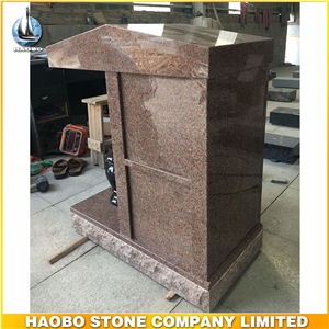 American Style Tombstone Granite Material Vermillion Pink for Monument Morning Rose Memorial High Quality Direct Selling Monument