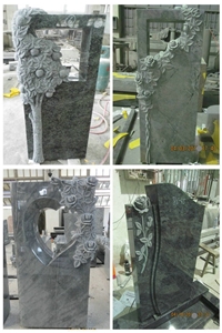 Antique Cheap Price Upright Large High Quality China Quarry Natural Impressive Carved Rose Weeping Angel Headstone with Heart Designs for Cemetery