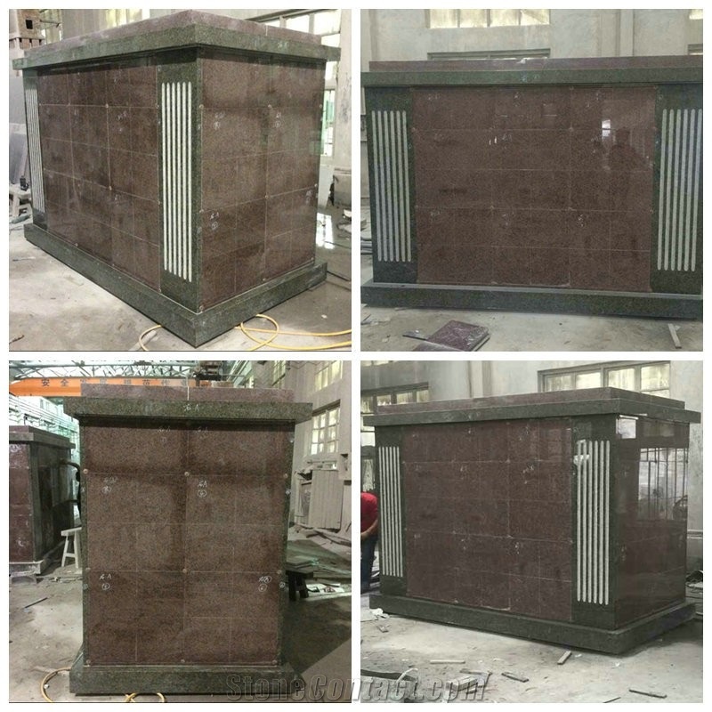Best Quality and Price Custom Sizes&Colors China Quarry Factory High Polished Haobo Two Crypts Granite Family Mausoleum Designs for Funeral Memorials