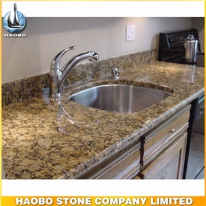 Brazilian Giallo Fiorito Granite Countertop for Kitchen Decoration