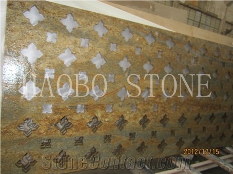 China Manufacturer Natural Stone Quarry High Polished Good Competitive Price Seller Beautiful 3d Vision Mudura Gold Granite Screen for Decoration