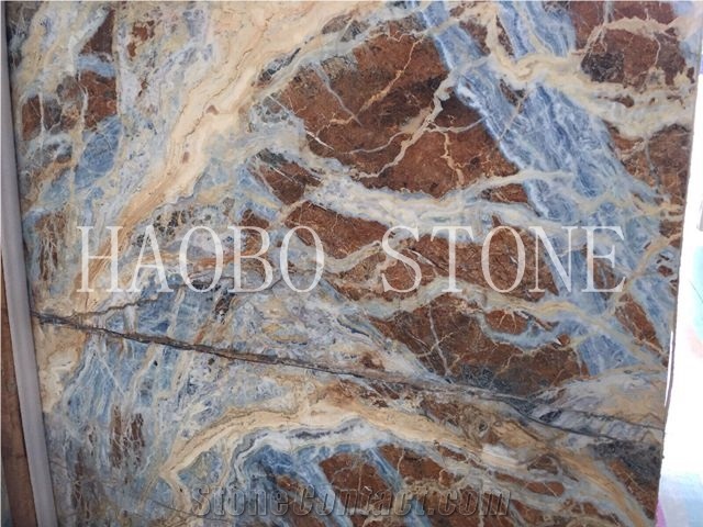 China Quarry Factory High Polished Good Price and Service Customized Cut to Sizes Italian Blue Jeans Marble Slab Available in 2cm & 3cm for Table Top