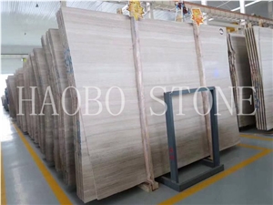 China Quarry Factory Super Thin Customized Sizes Natural Stone White Wood Grain Marble Slab Price Available