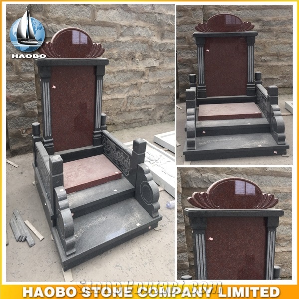 Chinese Style Tombstone Traditional Indian Red Granite Monument Custom Polished Tombstone High Quality Upright Headstone