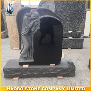 European Style Black Granite Tombstone Leaning Angel with Flowers Sculpture Monument High Quality Engraved Tombstone Direct Selling up Headstone European Style Black Granite Tombstone Leaning Angel with Flowers Sculpture Monument High Quality Engraved Tombstone Direct Selling up Headstone