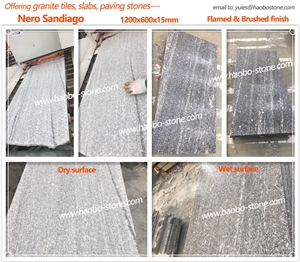 Granite Nero Sandiago Tiles, Granite Nero Sandiago Slabs, Multicolor Grey, for Building Materials Decoration