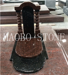 High Polished and Quality Competitive Price Good Service China Wholesale Natural Stone Quarry Red & Black Galaxy Granite Headstone for Russia Market