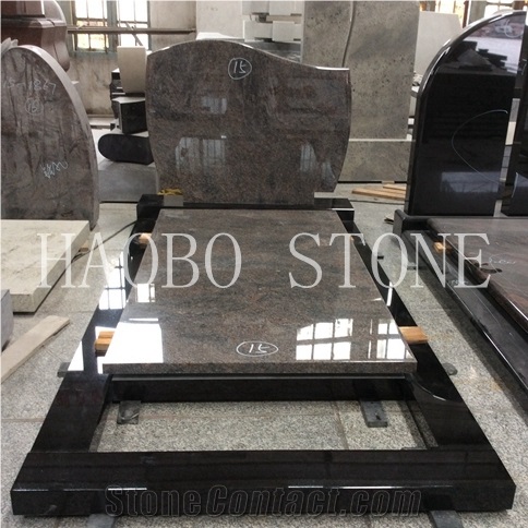 High Quality Simple Design High Polished Dark and Grey Customized Good Price Wholesale Natural Stone China Granite Tombstones for Sale
