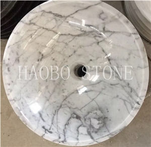 New Modern Factory Best Price Delicate High Quality Natural Stone Carrara White Marble Round Stone Bathroom Sinks Design with Iso9001:2000