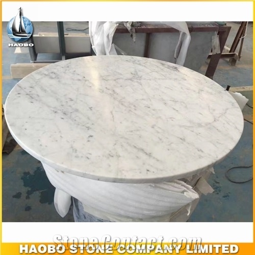 Round Carrara White Marble Stone Kitchen Table Top Designs