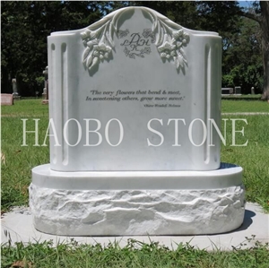 Unique and Special China Quarry Natural Stone High Quality and Polished Factory Column Style White Marble Carved Lily Memorials for Usa Market
