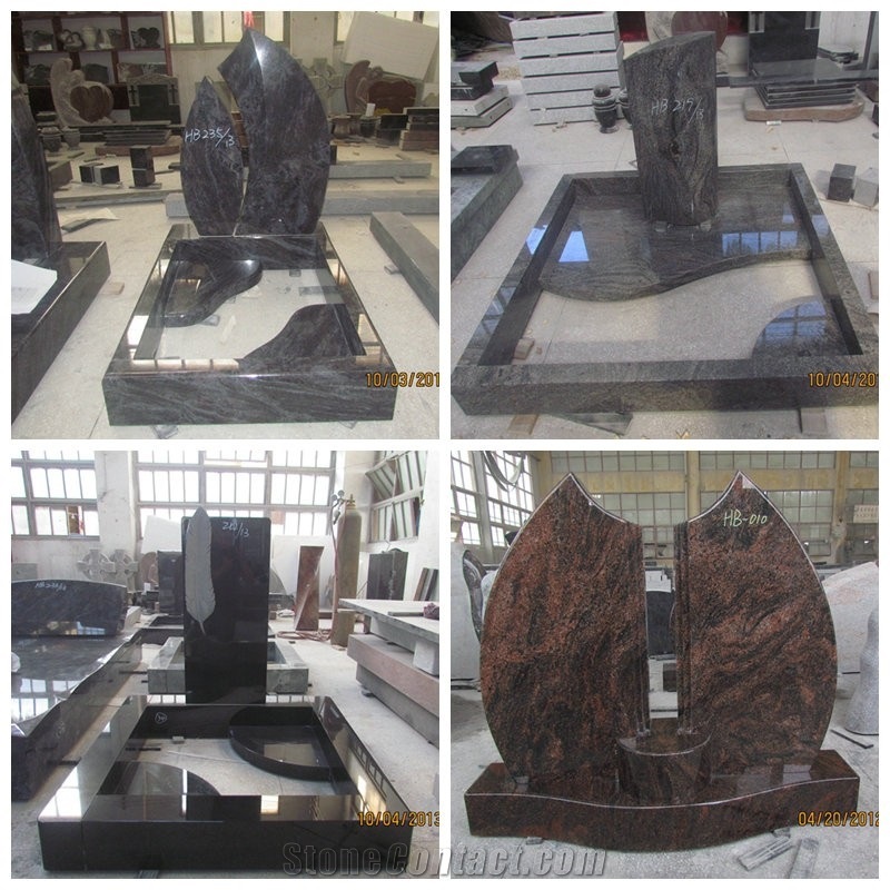 Unique Large China Seller Natural Stone Quarry Good Service and Price Haobo New Creative Designs Carved Landscape Basalt Headstones for Cemetery Price