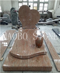 Wholesaler Haobo Quarry Unique Modern Manufacturer Price Large Haobo Chinese French Style Granite Heart Shaped Design Tombstone for Cemetery Memorials