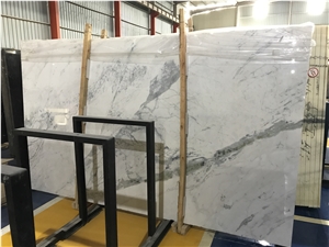 Chinese Statuario Marble Snow Flower White Bianco Statuario Venatoarabescato Corchia Polished Slab